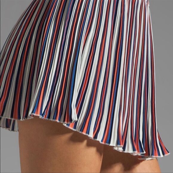 Lovers + Friends Charmed Pleated Striped Mini Skirt Large - Picture 4 of 12